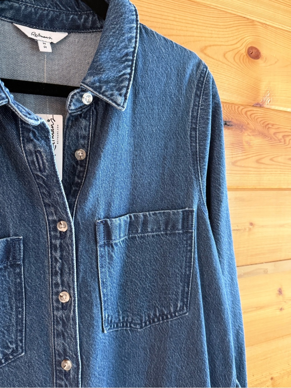 Reitmans Dark Blue Denim Midi Shirt Dress - Picture 3 of 5